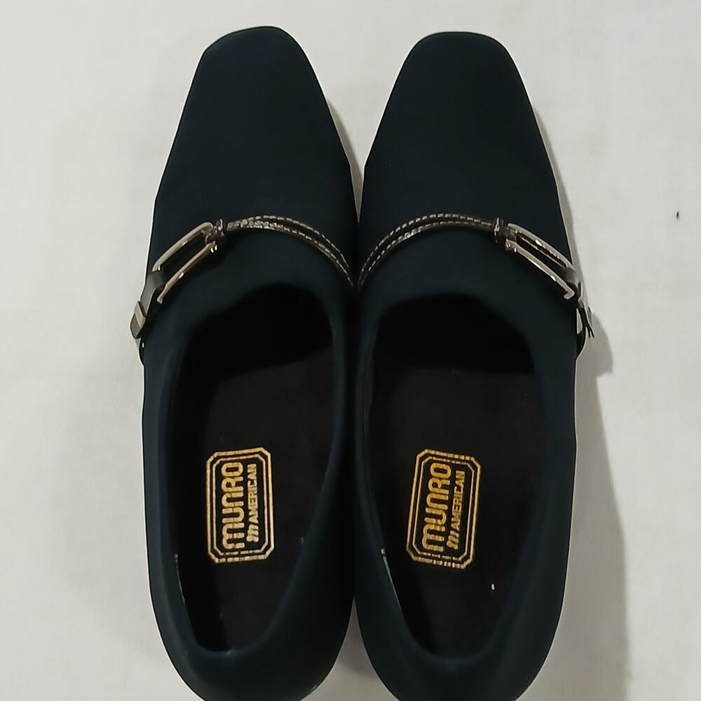 Munro Shoes Womens 8.5 Narrow Cindi Slip On Loafer Heel M207487 Navy Fabric - Picture 4 of 13